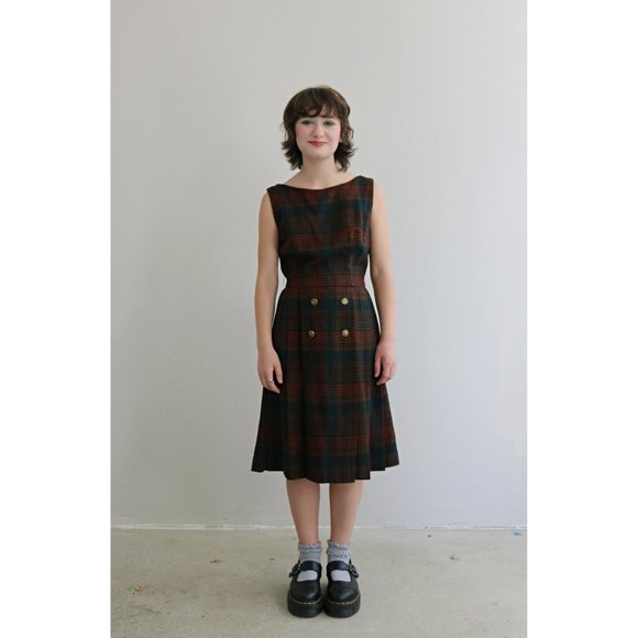 1950's Ilene Ricky Plaid Dress Junior or Women's Size Double Extra Small 00/0/01 - Picture 5 of 6